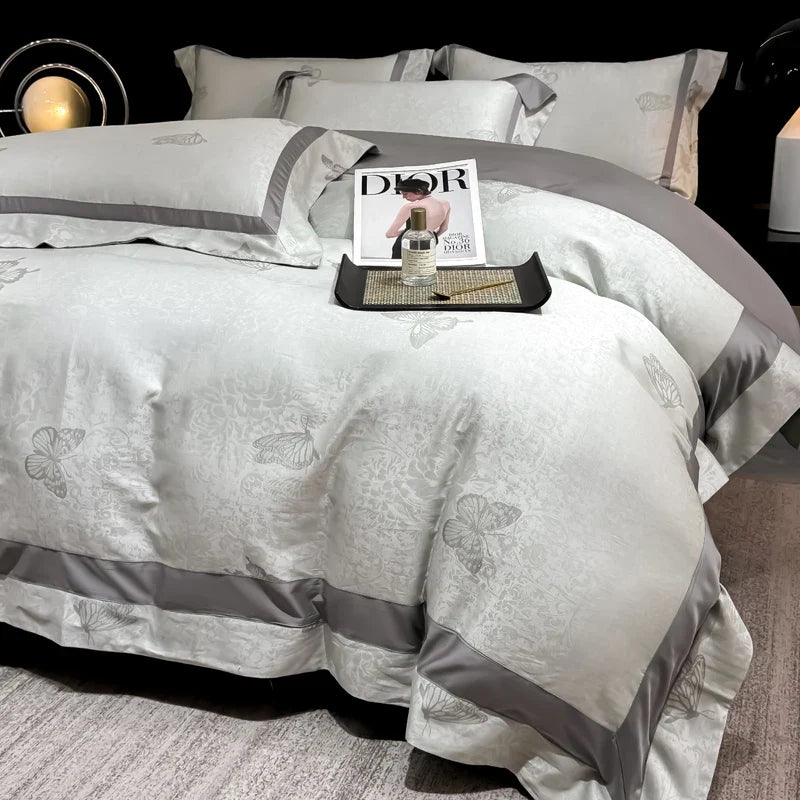 1000TC Lyocell Cotton Jacquard Patchwork European Luxury Bedding Set