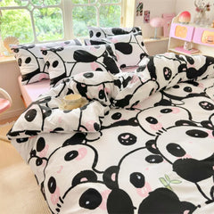 Luxury Fabric Duvet Cover Sheet Pillowcase 4 Piece Set Cartoon Pattern Eco Friendly Washable Baby Bedding Textile Set