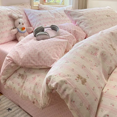 Cute Pink Bear Bedding Set