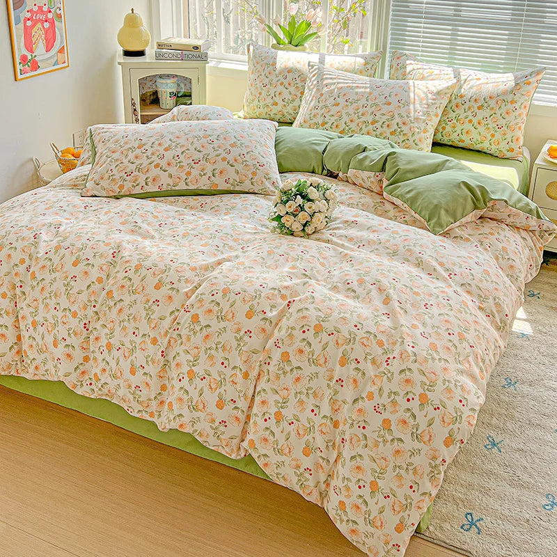 American Pastoral Floral Printed Bedding Set