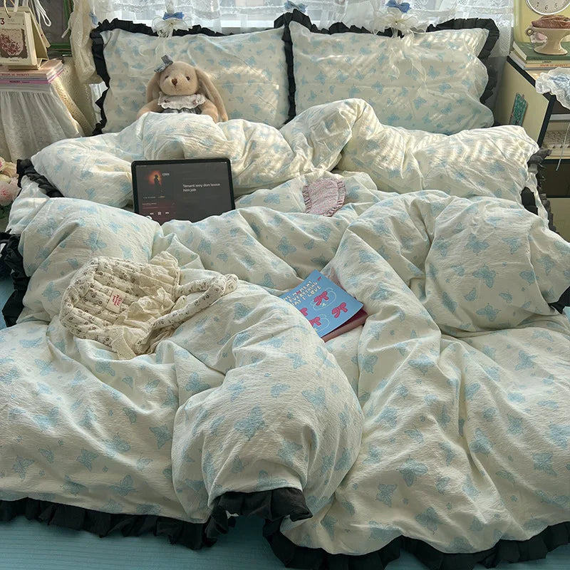 Korean Style Lace Ruffle Bedding Set