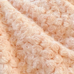 Pink Rose Flowers Short Plush Lace Ruffles Princess Bedding Set