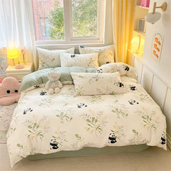 Spring 100% Cotton Duvet Cover Set Fashion Floral Printed Queen Bedding Set
