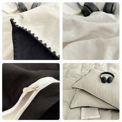 Solid Color Soft Duvet Cover Set Skin Friendly Washable Cotton Queen Bedding Set