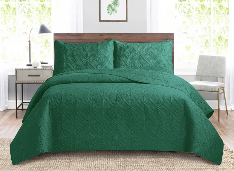 3pcs Luxury Quilted Microfiber Bedspread Coverlet Bedding Set