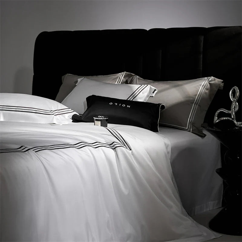 1000TC Egyptian Cotton Solid Color Hotel Style Luxury Embroidery Bedding Set
