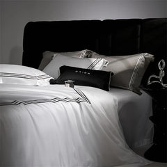 1000TC Egyptian Cotton Solid Color Hotel Style Luxury Embroidery Bedding Set