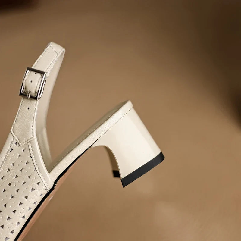 Breathable Hole Leather Cowhide Rhinestone Accessories with Loose Grip High Heels