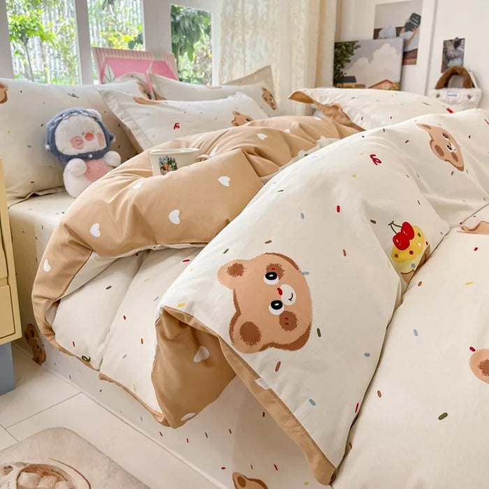 Korean Printed Duvet Cover Twin Queen Soft Comforter Covers Washable Single Double Bedding Home Quilts Cover  (No Pillowcase)