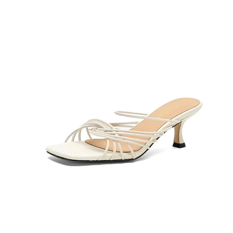 leather sheepskin retro woven comfortable and breathable high Heels