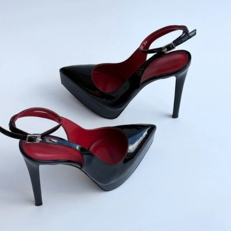 Patent Leather Belt buckle Platform Sandals