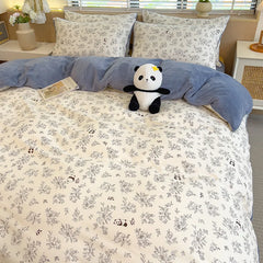 1PC Cute Printed Duvet Cover Twin Queen Student Dorm Comforter Cover Soft Single Sided Velvet Quilt Cover for Single Double Bed