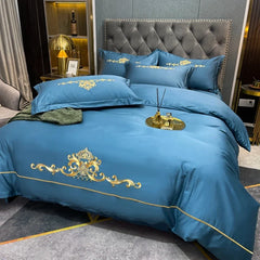 100% Cotton Golden Crown Embroidery Luxury Bedding Set