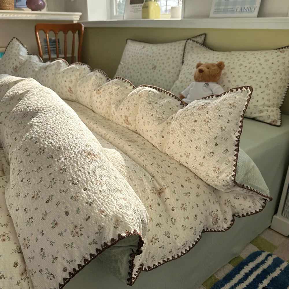 Pure Cotton 4 Piece Bed Sheet Set Dormitory Bedding Twin Full Queen King Size Soft Breathable
