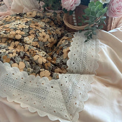 Vintage Floral Print Lace Ruffles Princess Bedding Set
