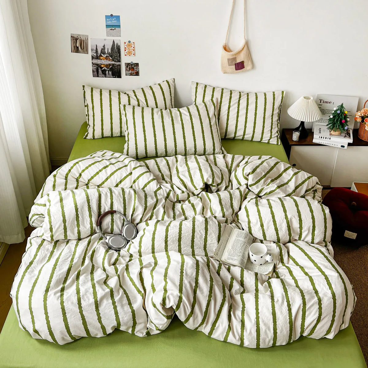 INS Pink Stripe Series Soft Bedding Set