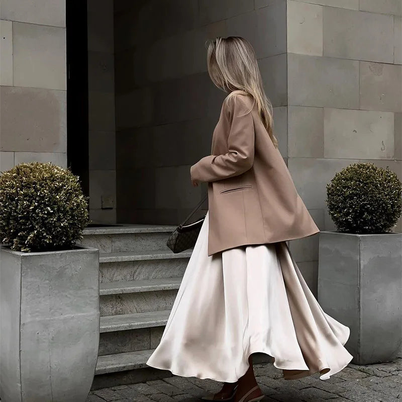 Angie Satin Gathered Maxi Skirt