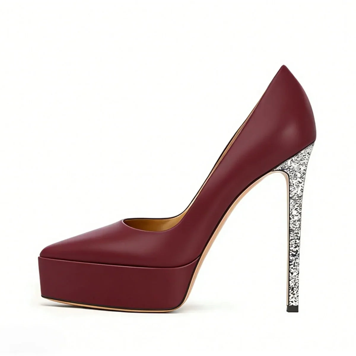 white patent leather Sequin stiletto Platform Pumps