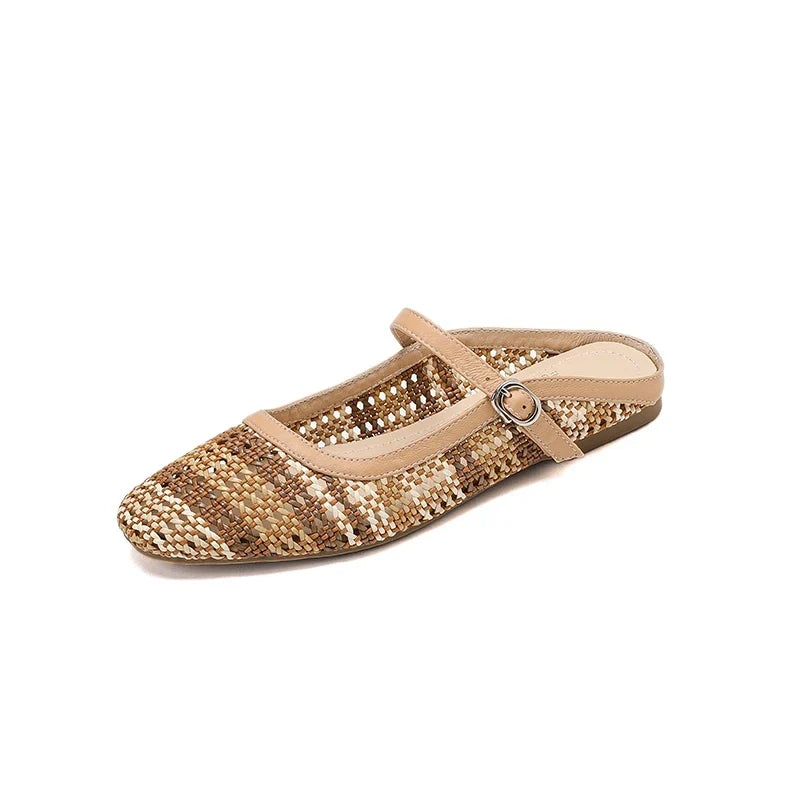 sheepskin woven low Heel