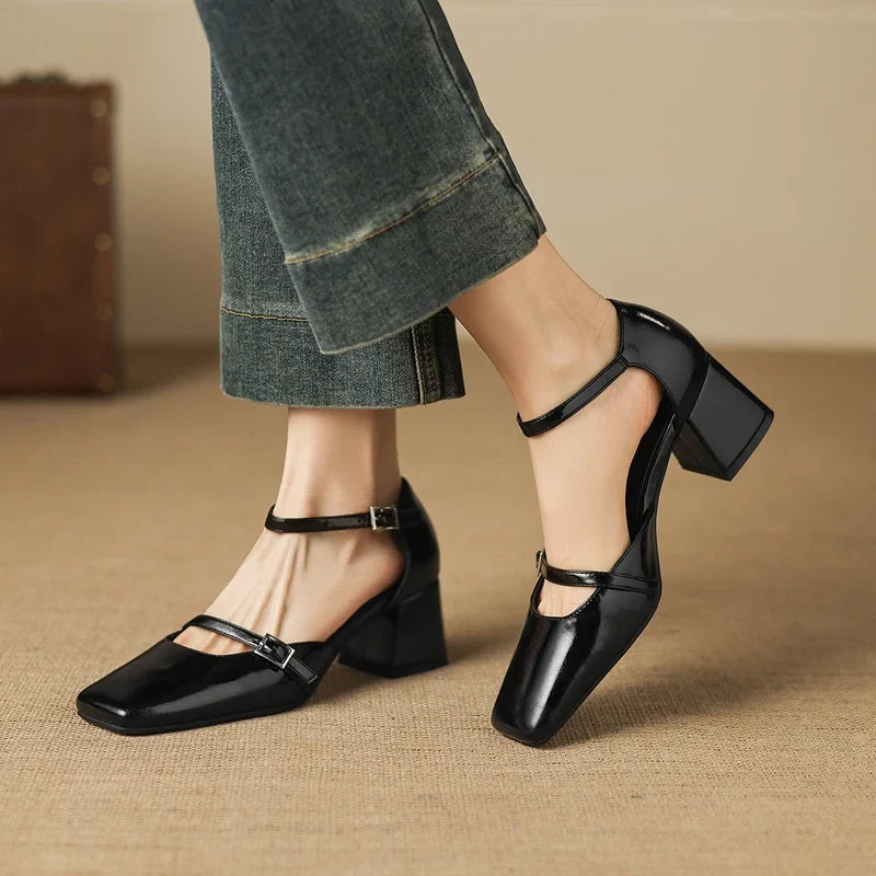 leather sheepskin thick Heel