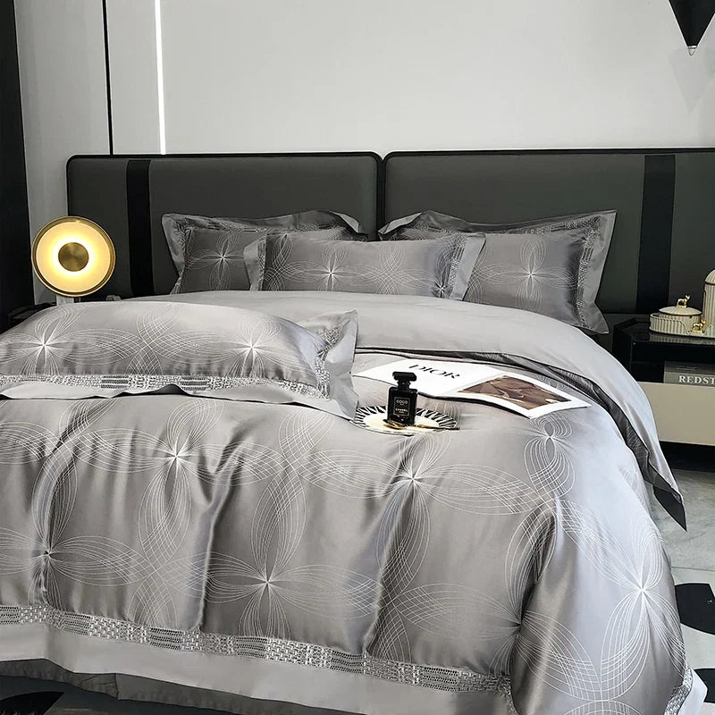 Luxury Egyptian Cotton Jacquard Silky Bedding Set
