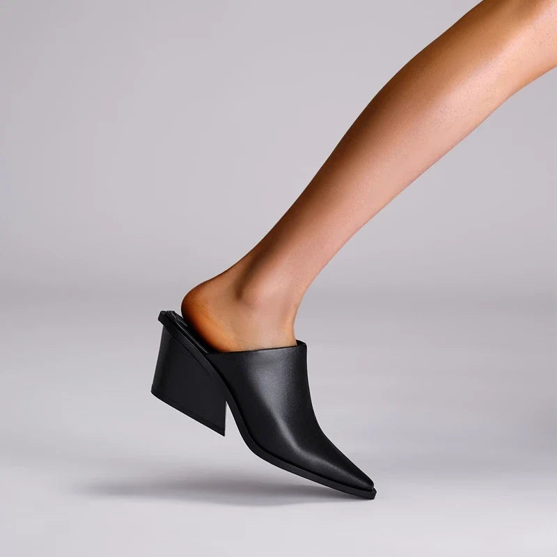 Kaky's Cow Pasted Leather Pointed Wedge Heels