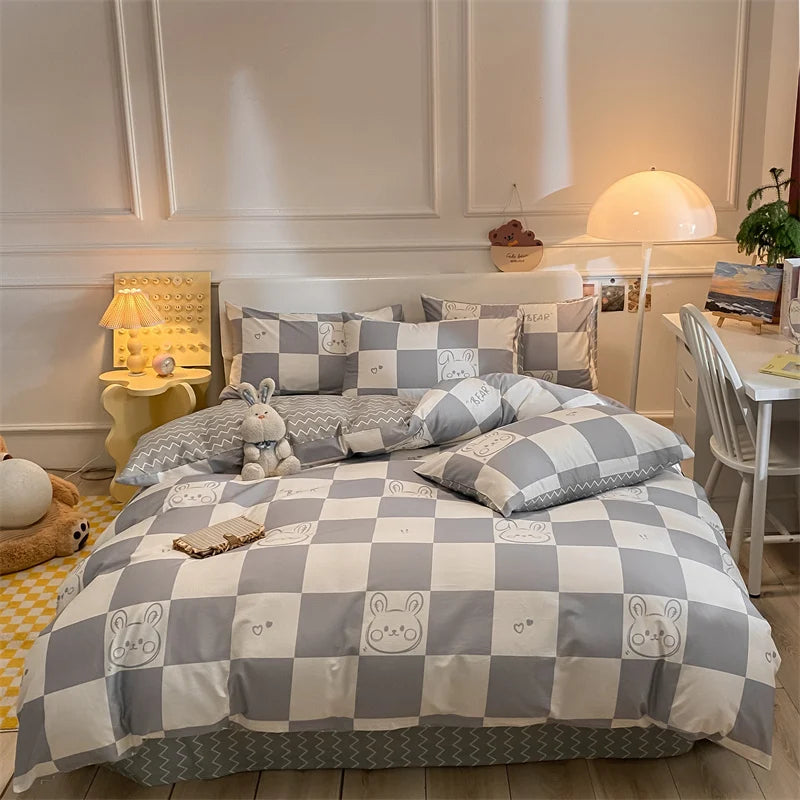 Spring 100% Cotton Duvet Cover Set Fashion Floral Printed Queen Bedding Set