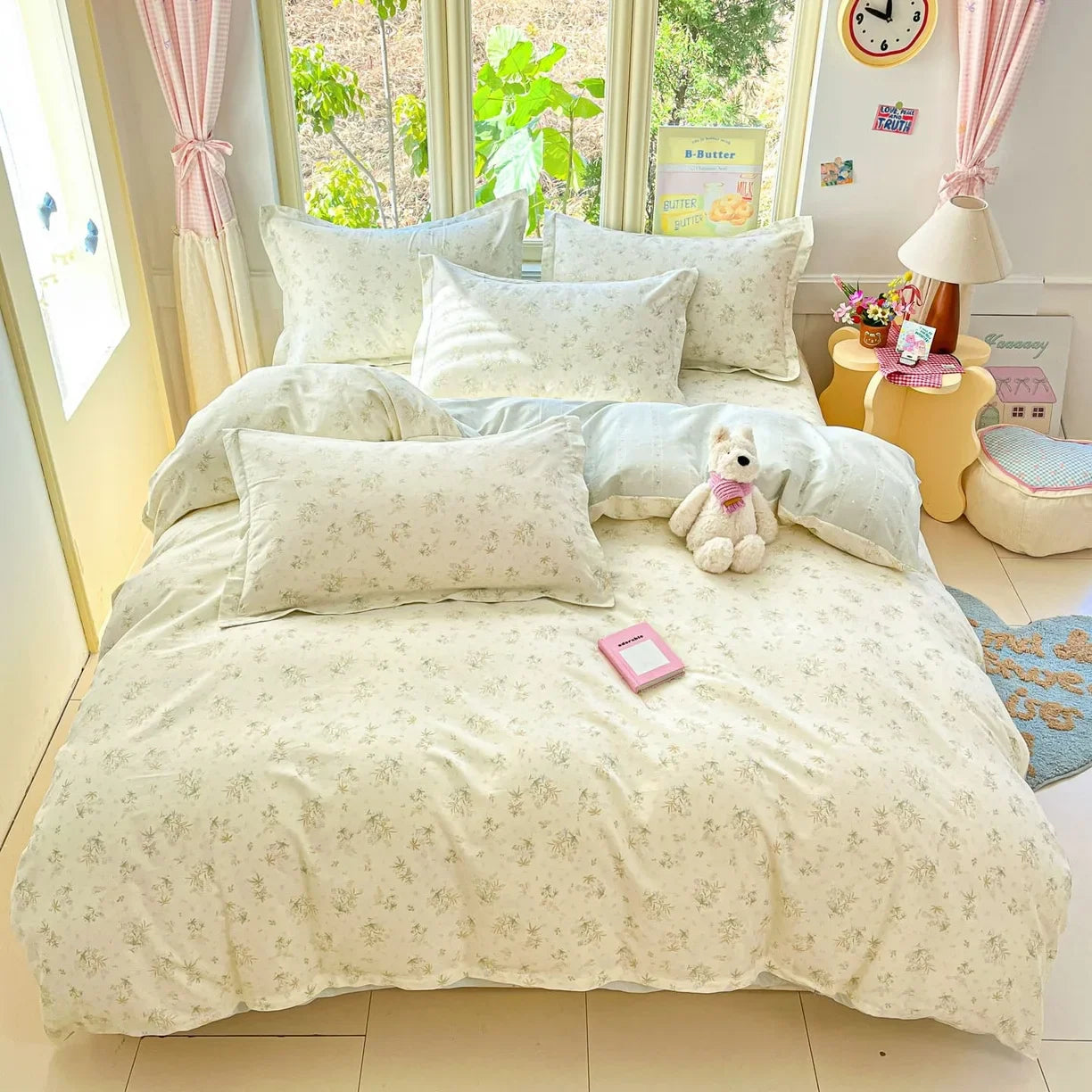High Quality 100% Cotton Floral Duvet Cover Set Soft Breathable Queen King Bedding Set