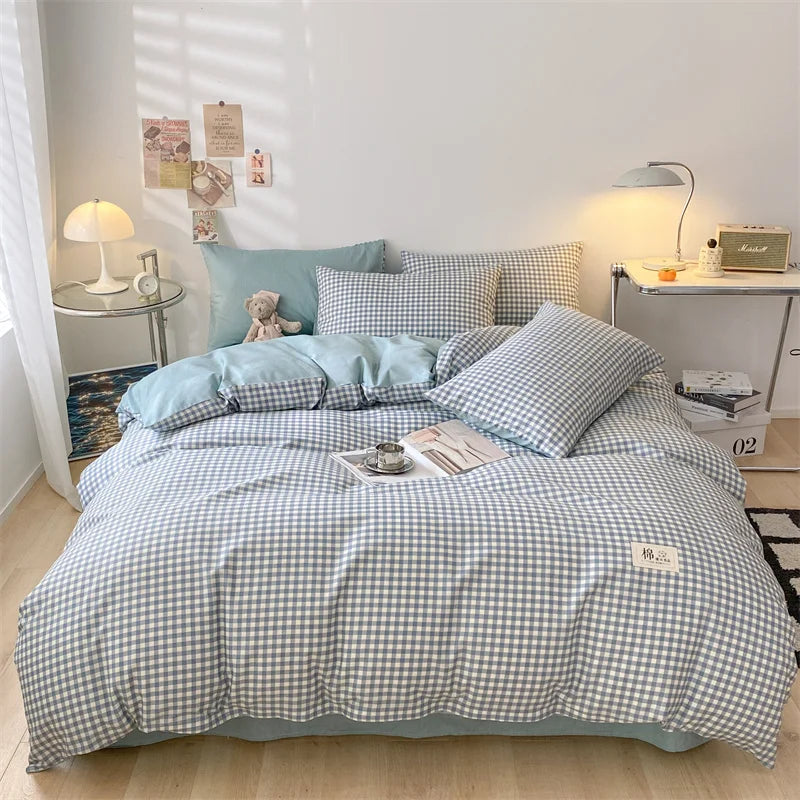 Spring 100% Cotton Duvet Cover Set Fashion Floral Printed Queen Bedding Set