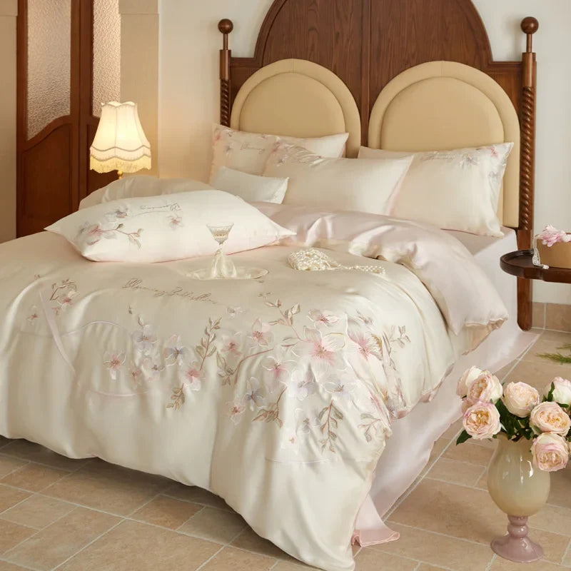 Flowers Embroidery Lxuruy Bedding Set