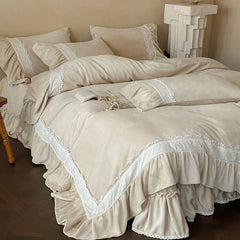 French Lace Ruffles Princess Bedding Set
