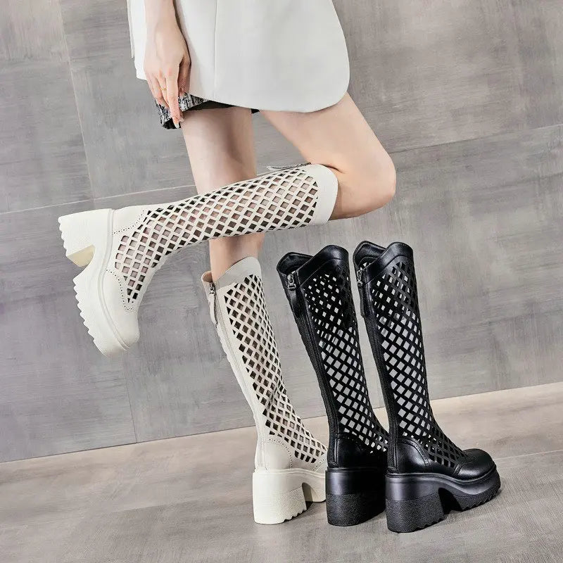 Female Breathable Hollowed Out Mesh Boots