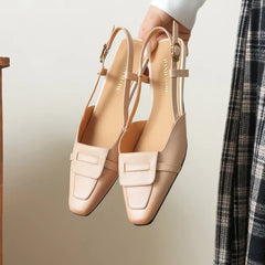 leather cowhide square toe