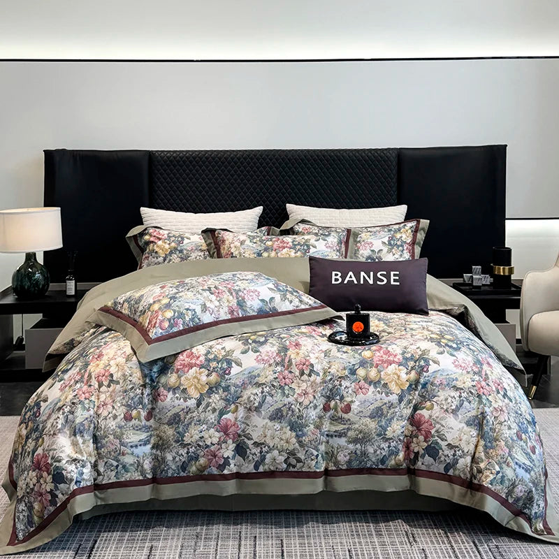 1000TC Egyptian Cotton Luxury Digital Printing Queen King Size Bedding Set