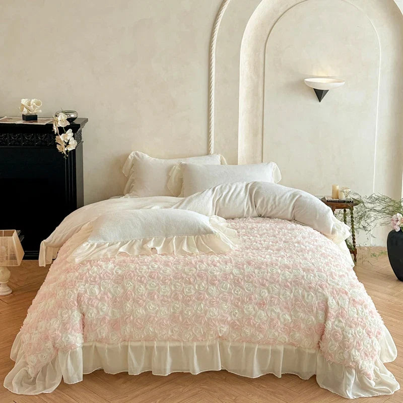 Princess Style Velvet Warm Winter Bedding Set