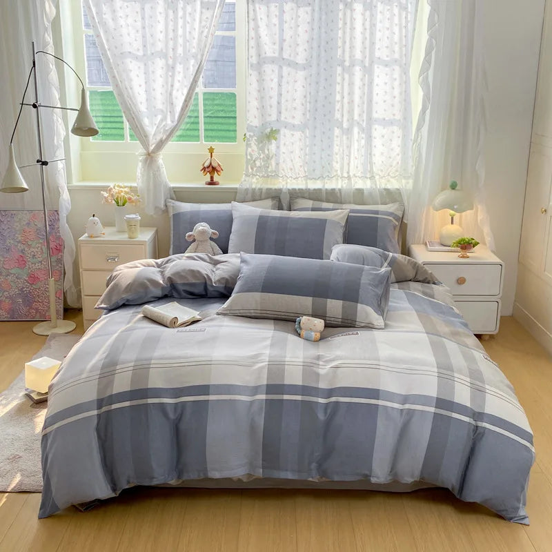 Cotton 4 Piece Bed Set Soft Breathable Bedding