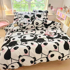 Luxury Fabric Duvet Cover Sheet Pillowcase 4 Piece Set Cartoon Pattern Eco Friendly Washable Baby Bedding Textile Set