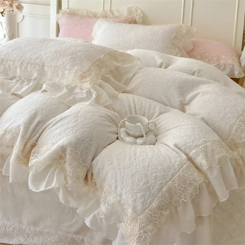 Romantic Lace Ruffles Princess Style Bedding Set