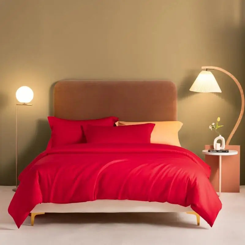 1000TC Egyptian Cotton Luxury Solid Color Duvet Cover Ultra Soft Comfortable Elastic Fitted Bed Sheet Pillowcases Twin Double