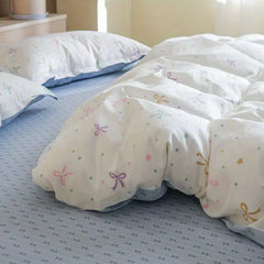 White Blue Duvet Cover Set Ins Simple Single Queen Size Girls Boys Flat Sheet Pillowcase No Filler Home Decor Bedding Set