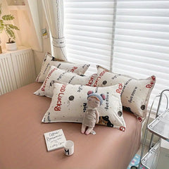 Cute Boys Duvet Cover Set with Zipper Girls Flat Bed Sheet Pillowcases No Filler Double Queen Size Adult Kids Bedding Linens