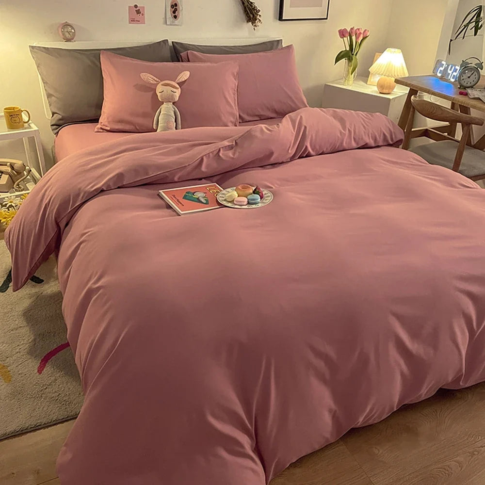 1 Pc Housse De Couette 220x240 White Gray Color Duvet Cover Double Size Funda Nordica Cama 150 Queen/King Size Bed Cover