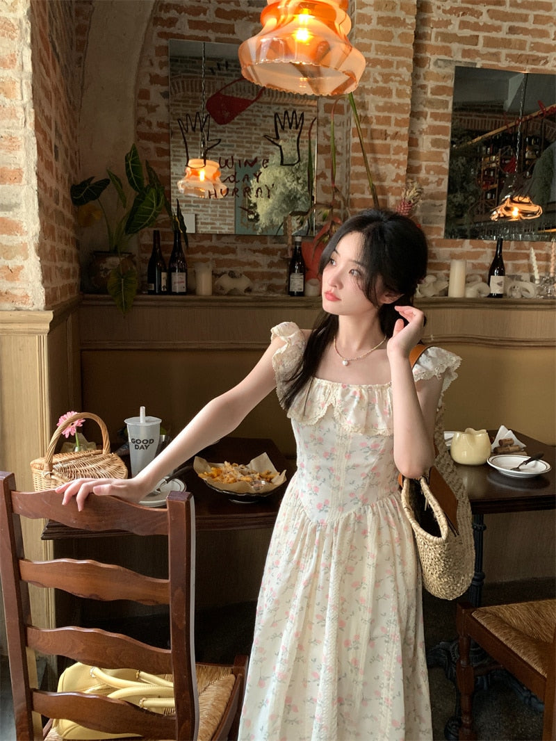 Summer End Vintage Floral Cottagecore Dress