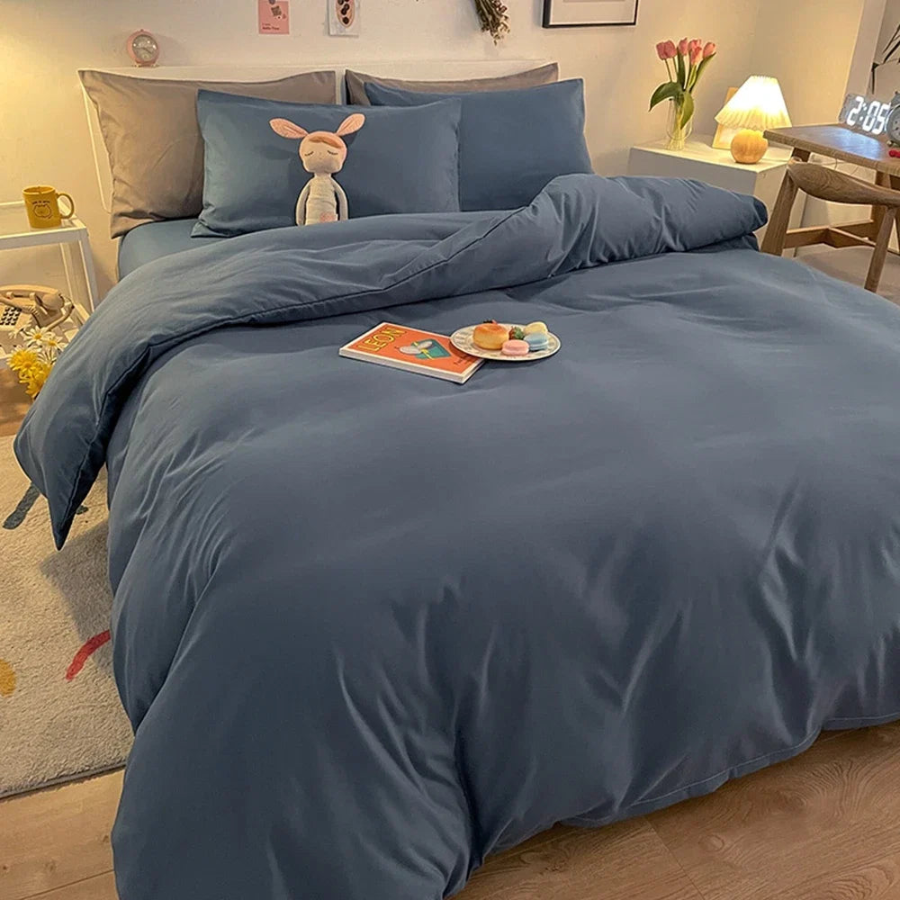 1 Pc Housse De Couette 220x240 White Gray Color Duvet Cover Double Size Funda Nordica Cama 150 Queen/King Size Bed Cover