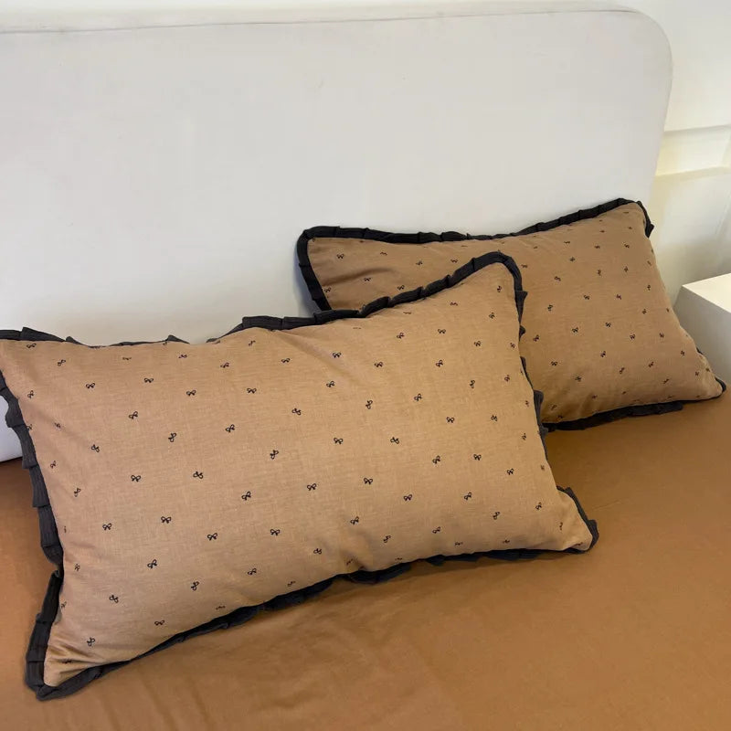Printed Lace Edge Comforter Cover Sets Bedding Set