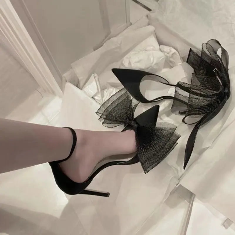 Lace Bow High Heels