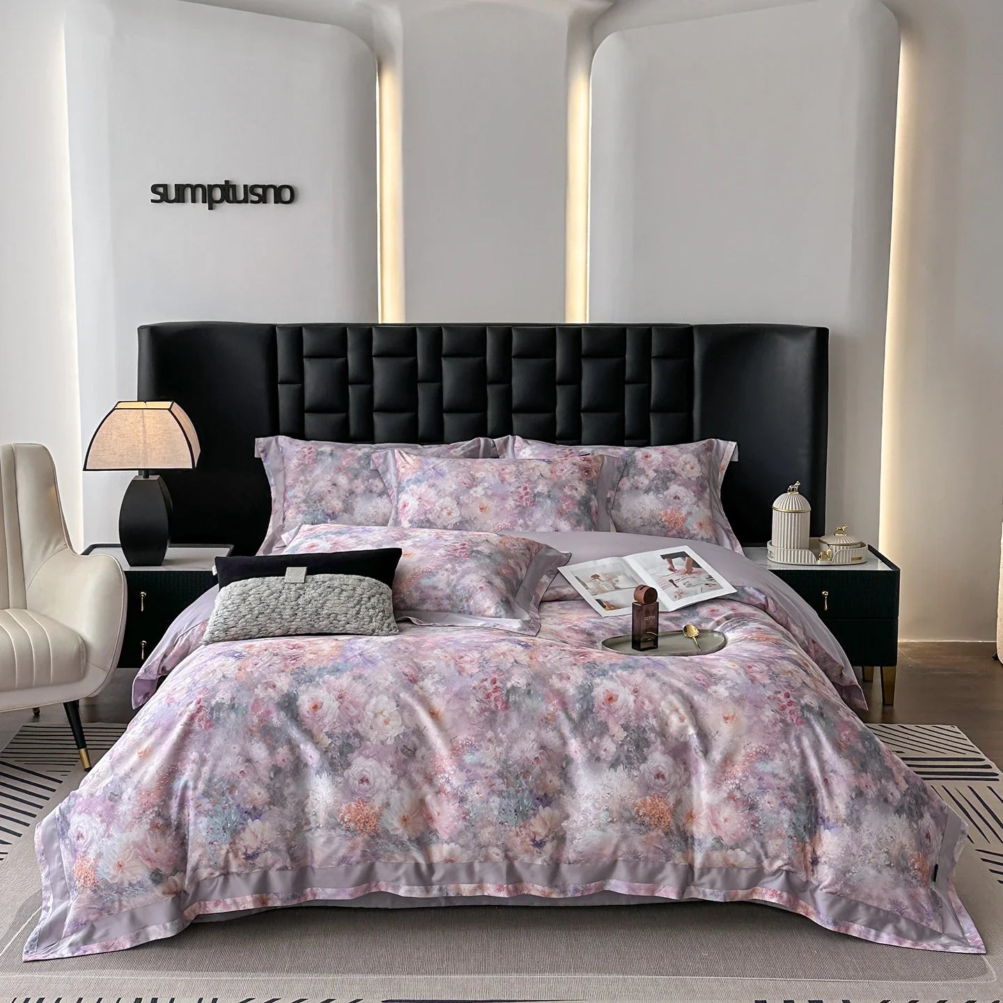 Flowers Print Luxury Queen King Size Bedding Set