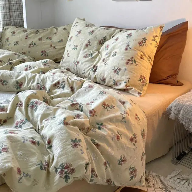 Red Cherry Duvet Cover Set No Filler Ins Style Korean Full Queen Size Girls Boys Flat Sheet Pillowcase Bedspread Set
