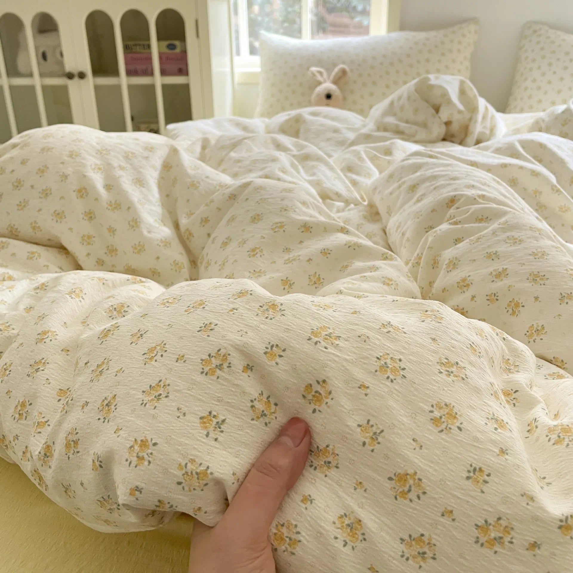 3/4Pcs Set Floral And Polka Dot Print Styles Duvet Cover Bed Sheet Pillowcase Full-Size Bedspread Set 1.5-Sleeper Bedding Set