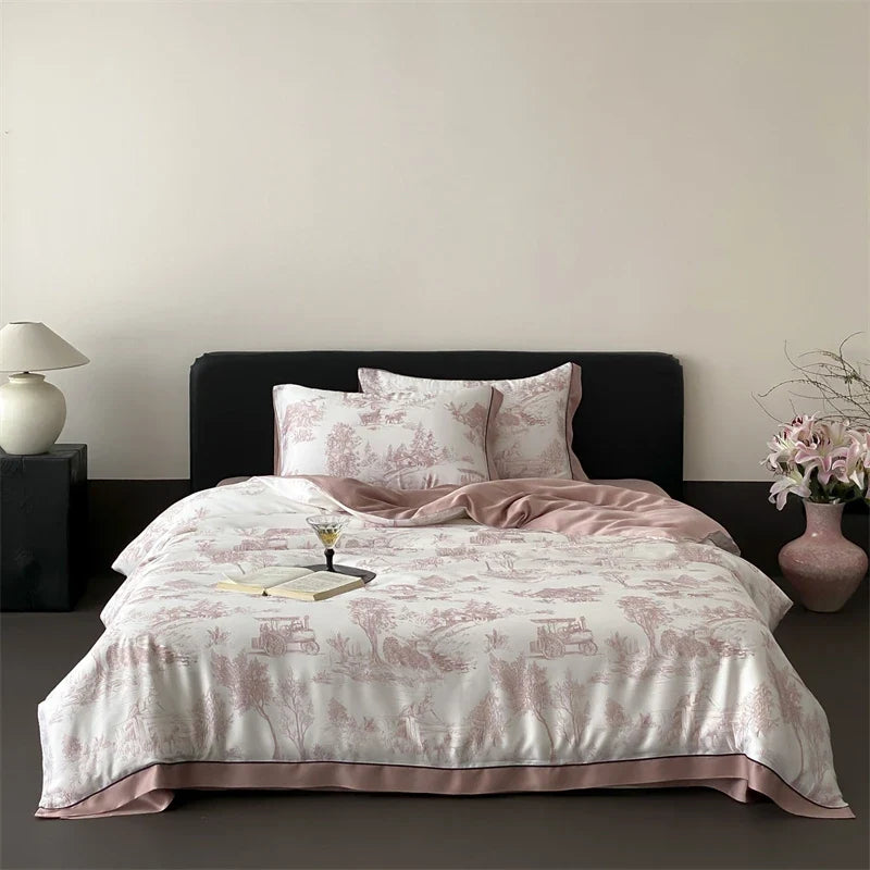 Luxury Organic Bamboo Soft Silky Printing Bedding Set